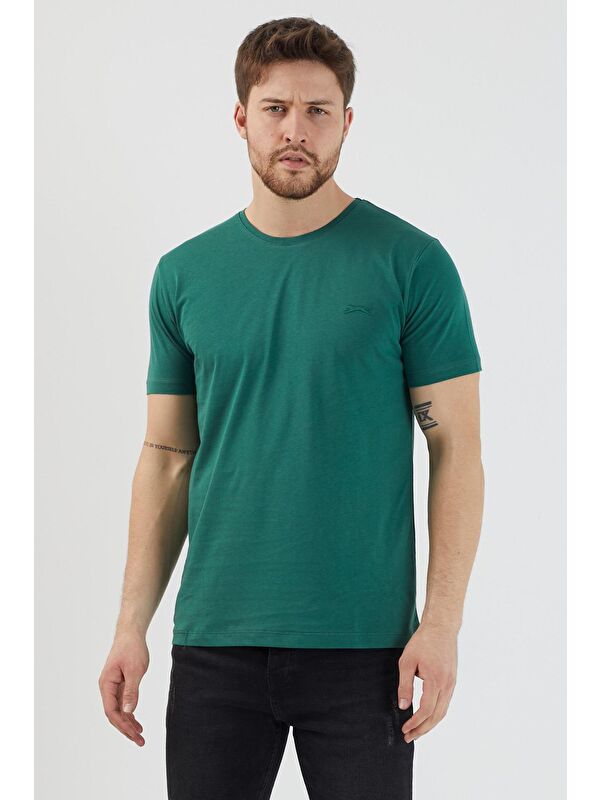 SLAZENGER SANDER KTN Erkek %100 Pamuk Tişört Koyu Yeşil