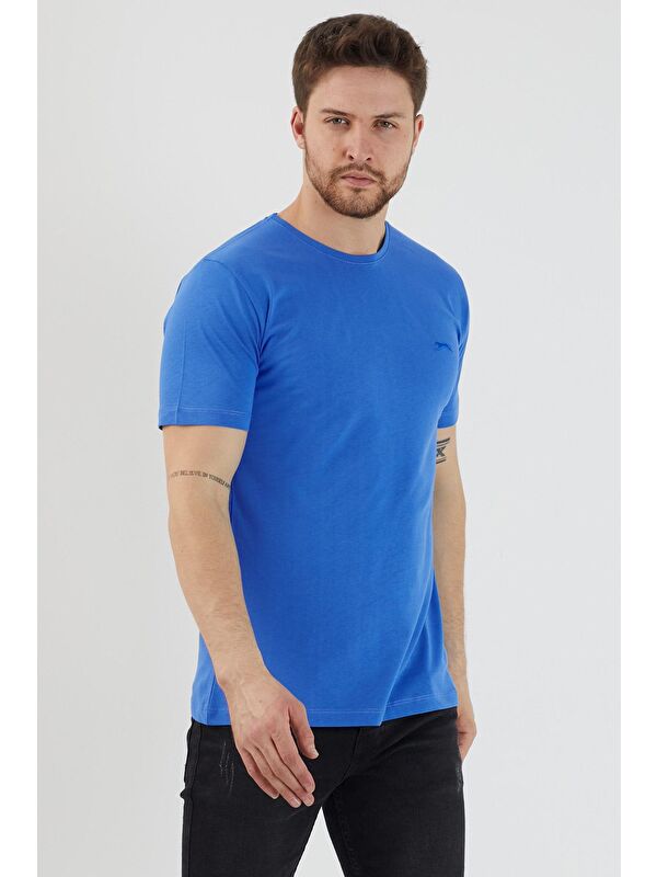 SLAZENGER SANDER KTN Erkek %100 Pamuk Tişört Mavi