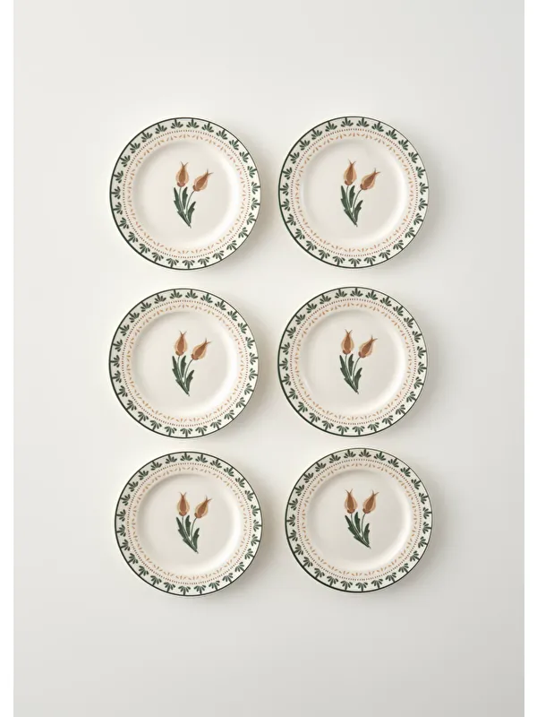 Bella Maison Tulip Porselen 6'lı Pasta Tabağı Seti (21 cm)