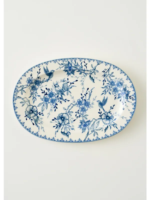 Bella Maison Bleu Blanc Porselen Büyük Sunum Tabağı Mavi (30 cm)