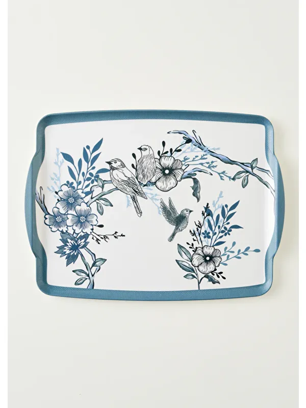 Bella Maison Bleu Blanc Melamin Tepsi Mavi (42x31 cm)
