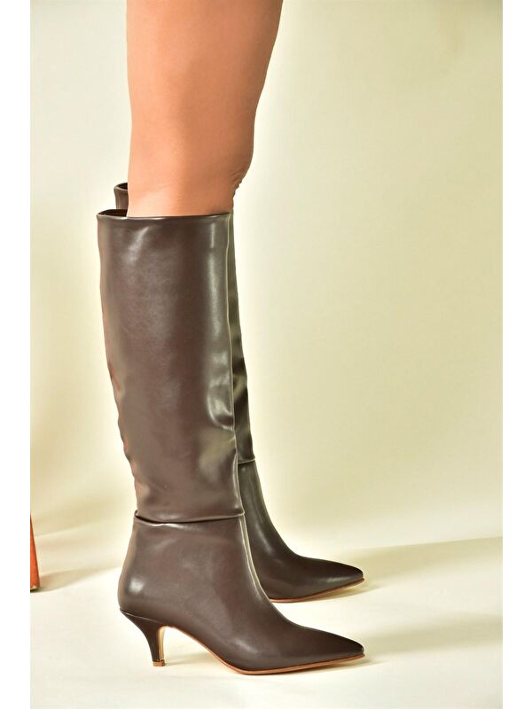 J749205309 Kahverengi Kadın Çizme - Görsel 3