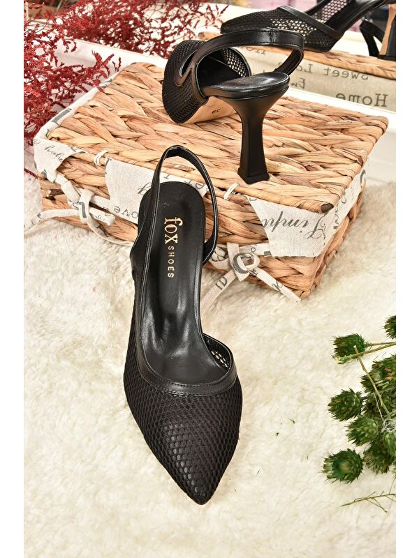 Siyah Kumaş Detaylı Kadın Topuklu Ayakkabı K749432415 - Görsel 6