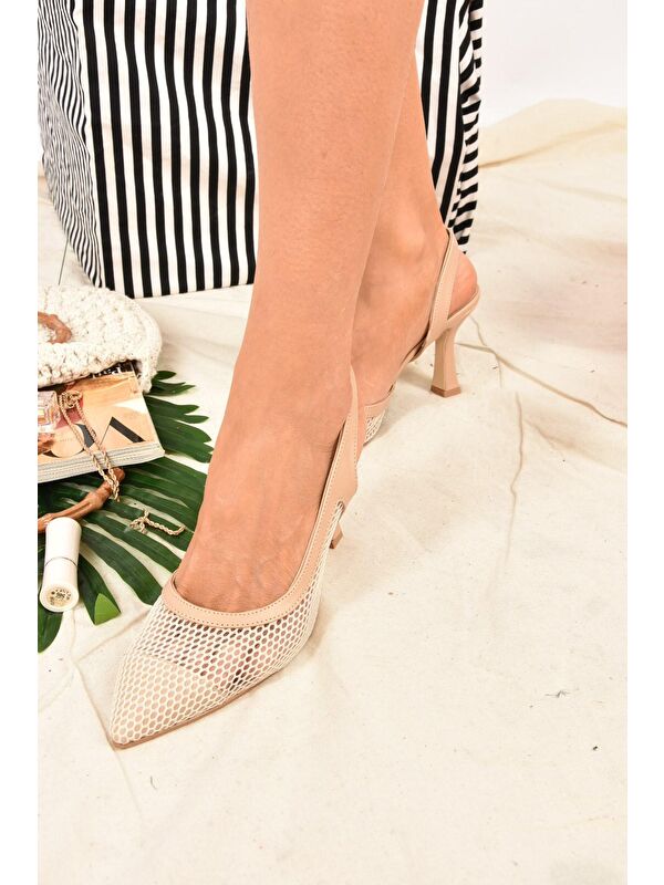 Ten Kumaş Detaylı Kadın Topuklu Ayakkabı K749432415 - Görsel 3