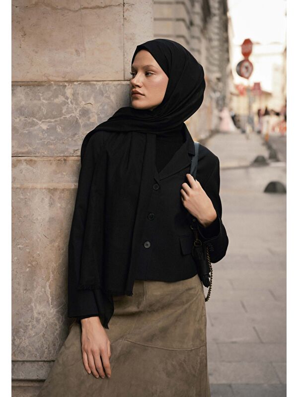 Fresh Scarfs İnce Pamuk Vual Şal Siyah