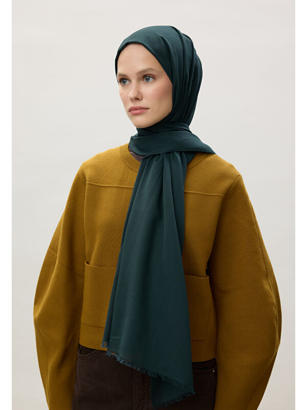 Fresh Scarfs İnce Pamuk Vual Şal Petrol