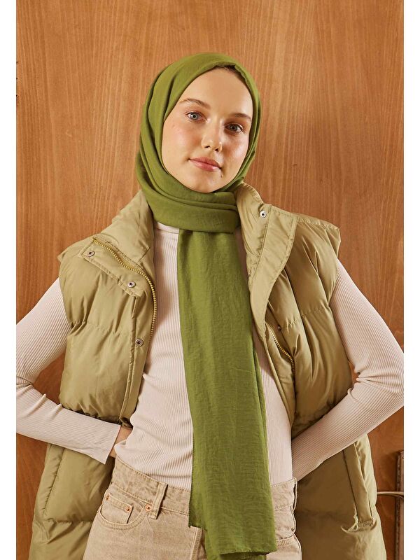 Fresh Scarfs Pamuk Crash Şal Zeytin Yeşili