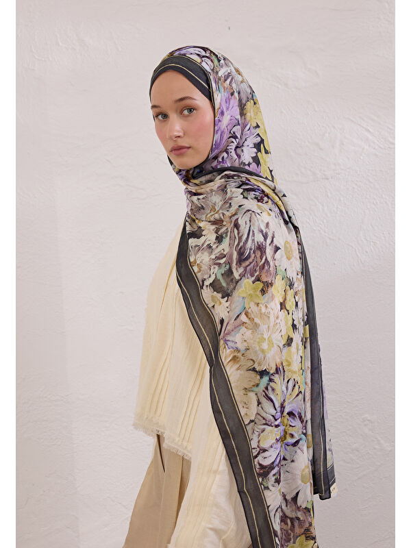 Fresh Scarfs Jasmıne Joy Desen Rami Şal Antrasit