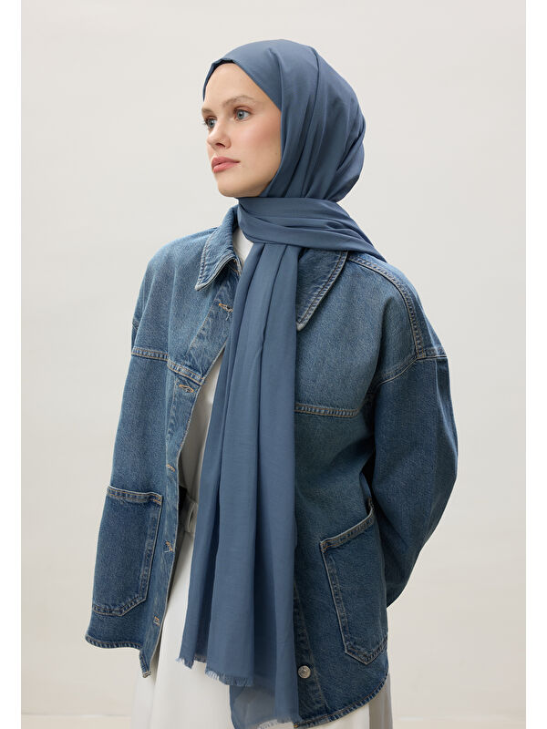 Fresh Scarfs İnce Pamuk Vual Şal Gök Mavi
