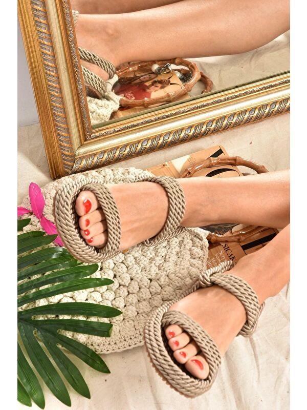 Vizon Hasır Kadın Sandalet K596012104 - Görsel 6