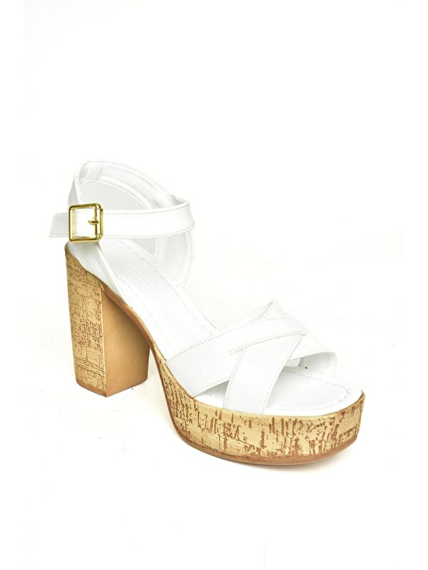 U9962515 Beyaz Kadın Topuklu Ayakkabı - Görsel 3