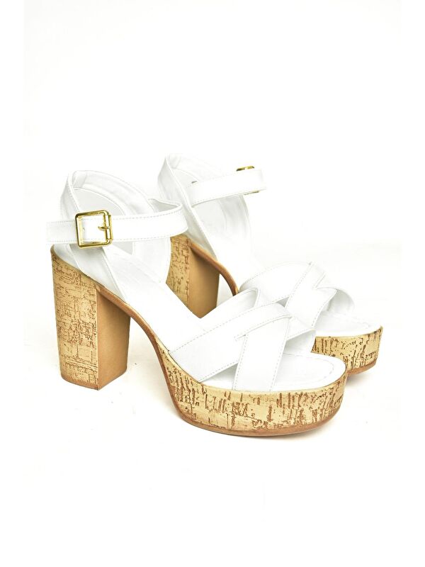 U9962515 Beyaz Kadın Topuklu Ayakkabı - Görsel 4