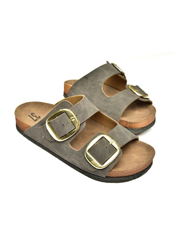 P7775174 Kahverengi Kadın Terlik - Görsel 4