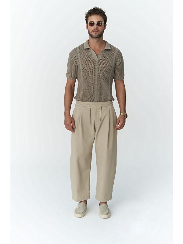 Mai Collection Kenway Bağcık Detaylı Bej  Erkek Pantolon