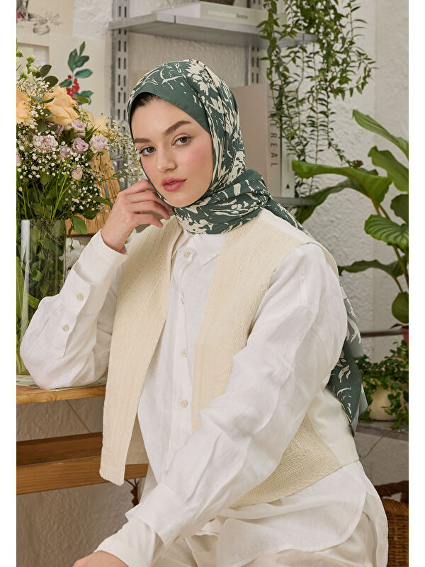 Fresh Scarfs Vıolet Desen Şal Yeşil