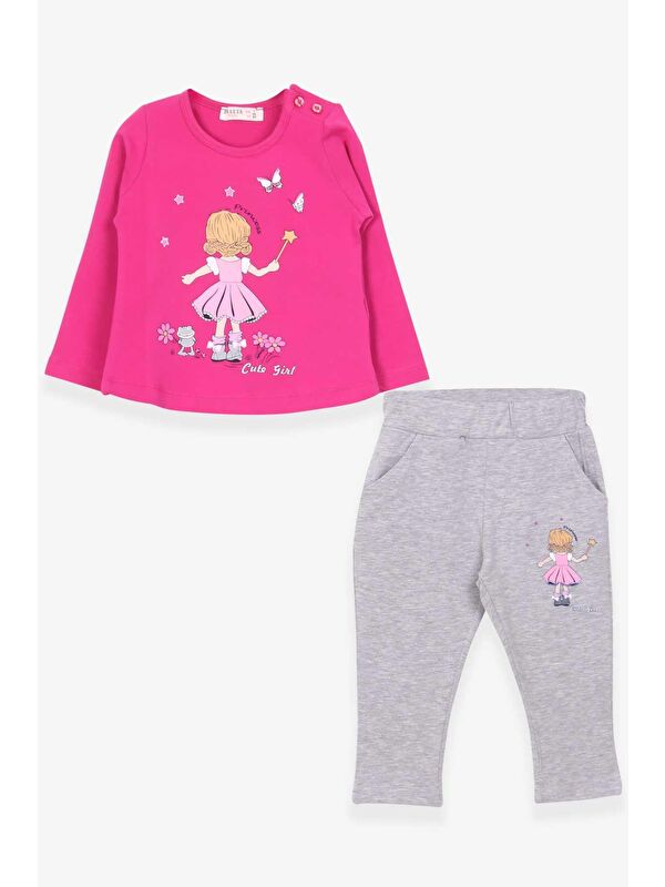 Breeze Kız Çocuk Taytlı Takım Prenses Kız Baskılı Pembe (1-4 Yaş)