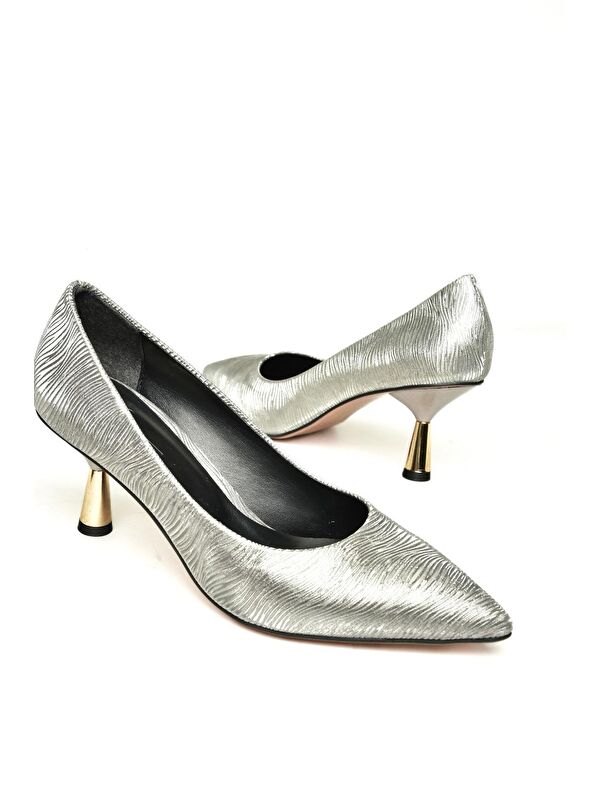 U6760340 Platin Kadın Topuklu Ayakkabı - Görsel 4