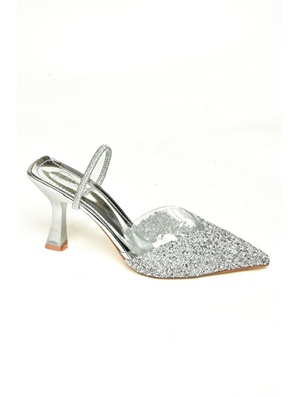U6145671 Gümüş Kadın Topuklu Ayakkabı - Görsel 2