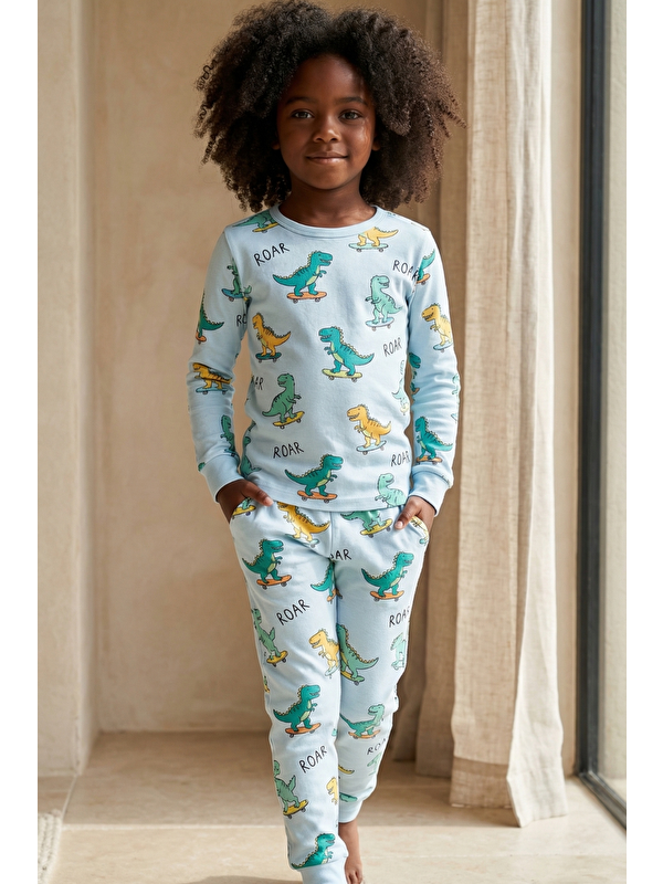 Katia And Bony Erkek Çocuk Dinozor Desenli Pijama Takımı