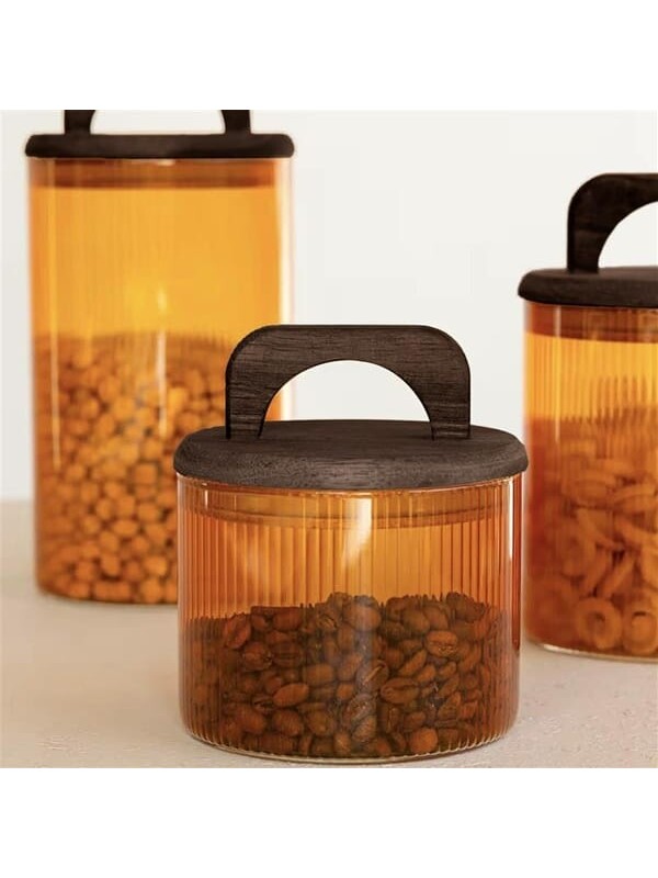 The Mia Akasya Kulplu Cam Kavanoz - Amber - 350 ml