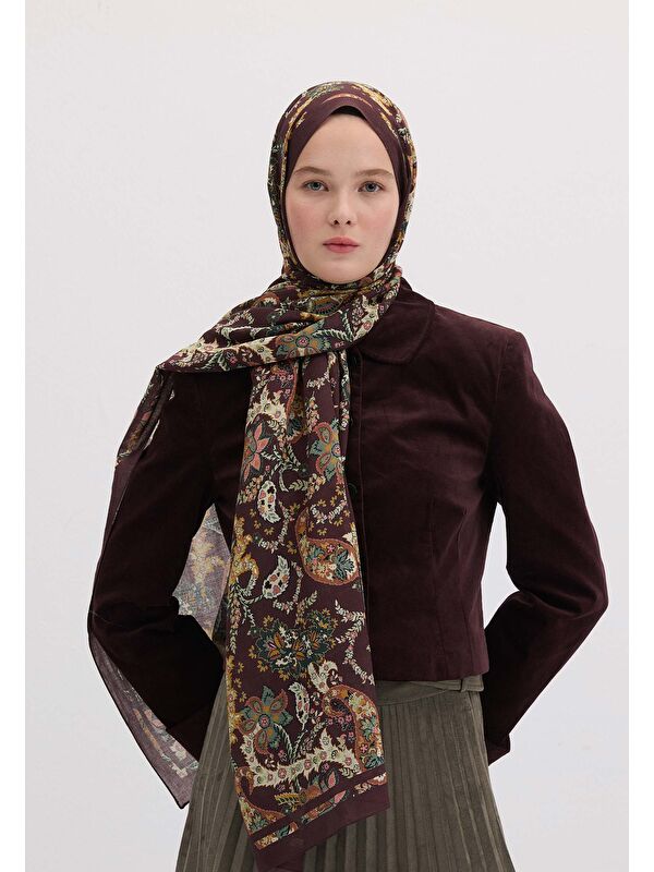 Fresh Scarfs Enya Desen Şal Mürdüm