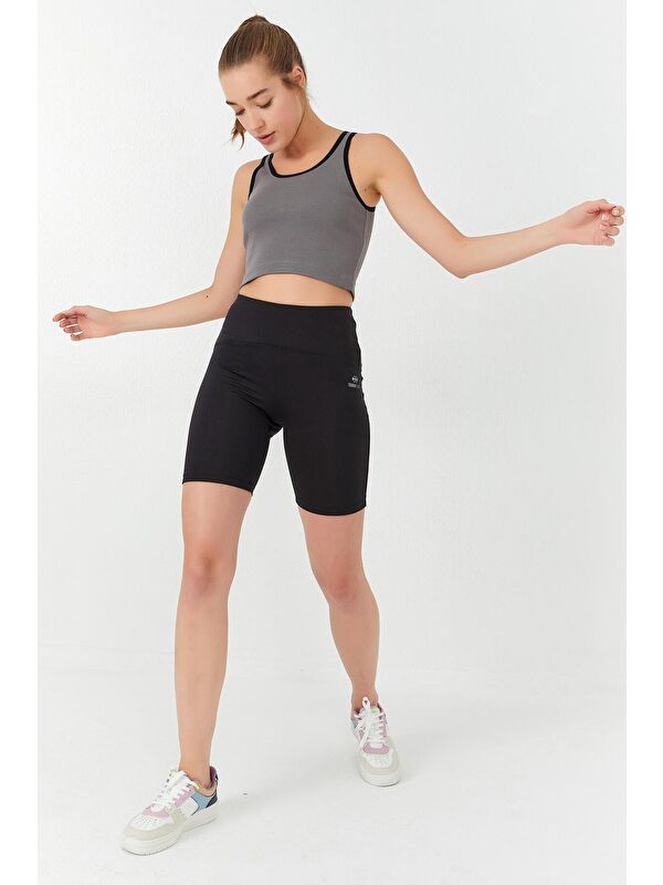 Tommylife Gri Basic Sıfır Kol Dar Kalıp U Yaka Kadın Crop Top Atlet - 97162