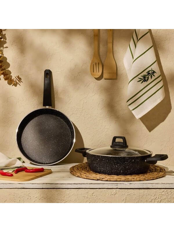 Evidea Kitchen Black Force 3 Parça Tencere Seti - Siyah - 26 cm + 26 cm
