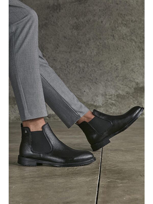 Erkek Hakiki Deri Bot 123447 101 Siyah - Görsel 3