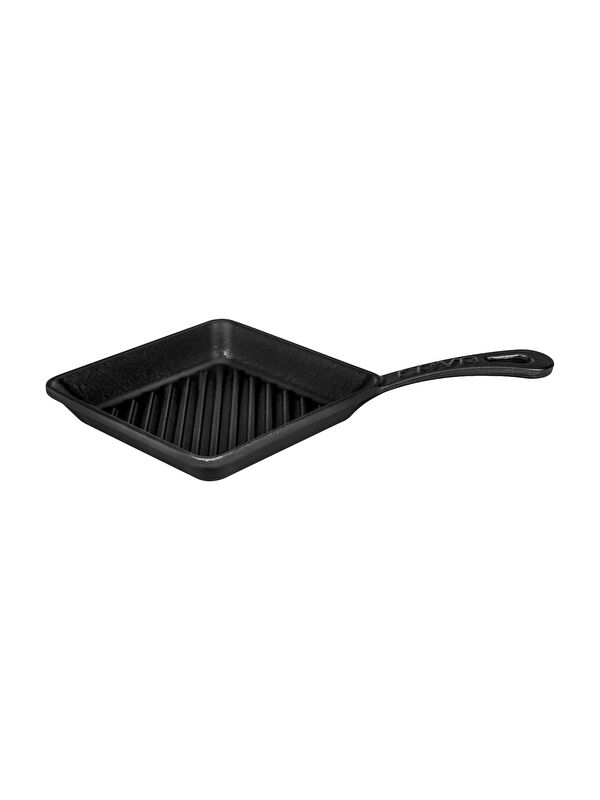 LAVA Mini Kare Izgara Tava Döküm Demir Yekpare Saplı Ölçü 16x16cm.