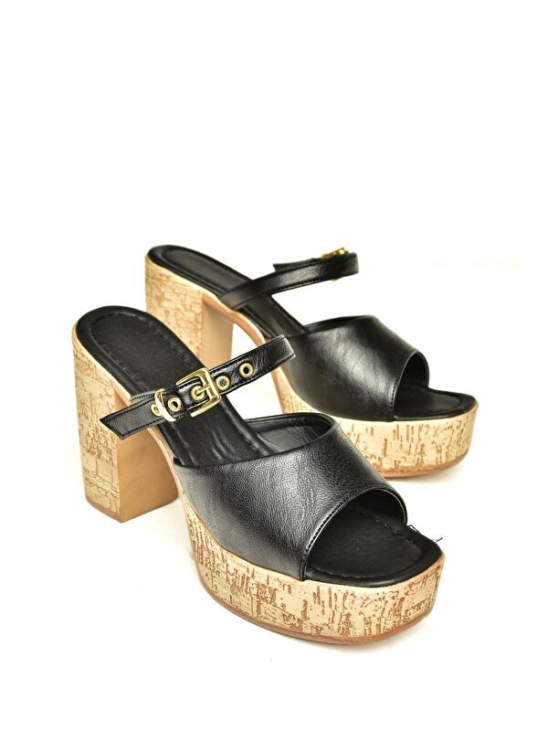 U9962544 Siyah Kadın Topuklu Ayakkabı - Görsel 4