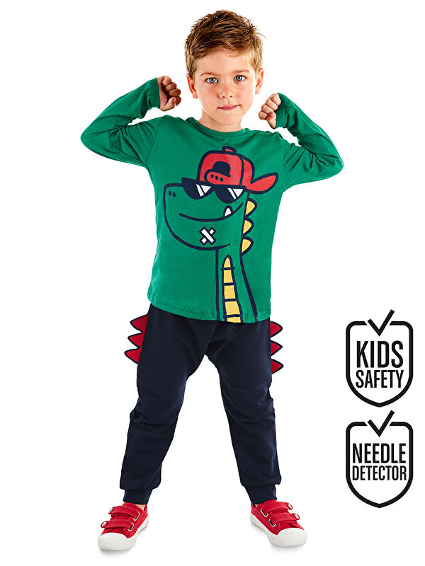 Denokids Gözlüklü Dino Erkek Çocuk Tişört Pantolon Takım