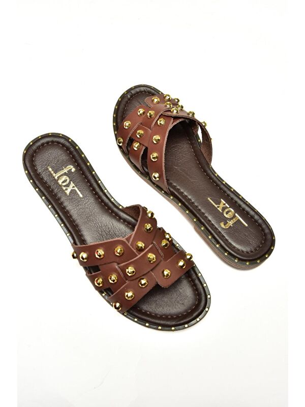 U2911000 Kahverengi Kadın Terlik - Görsel 4