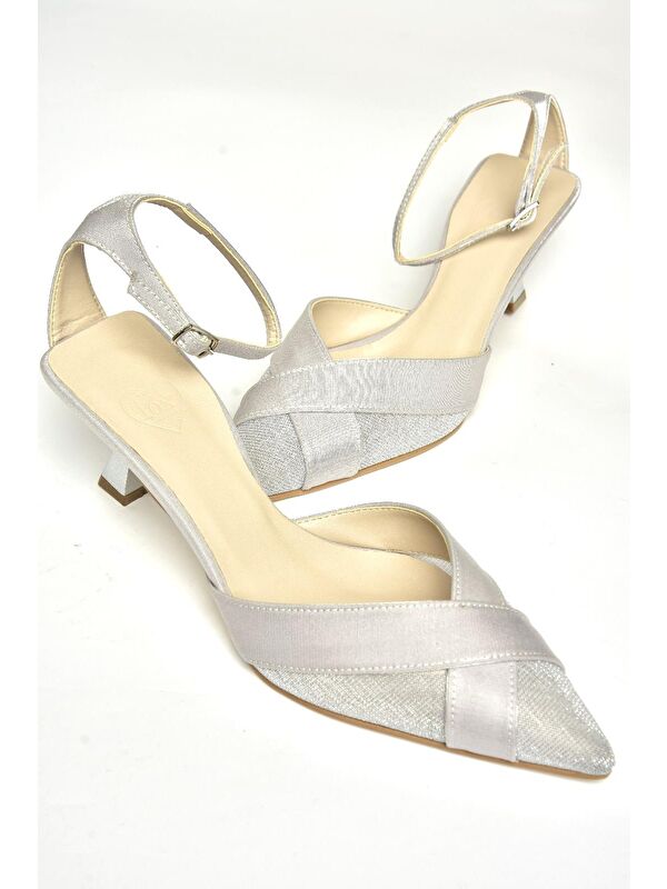 U6540742 Gümüş Kadın Topuklu Ayakkabı - Görsel 3