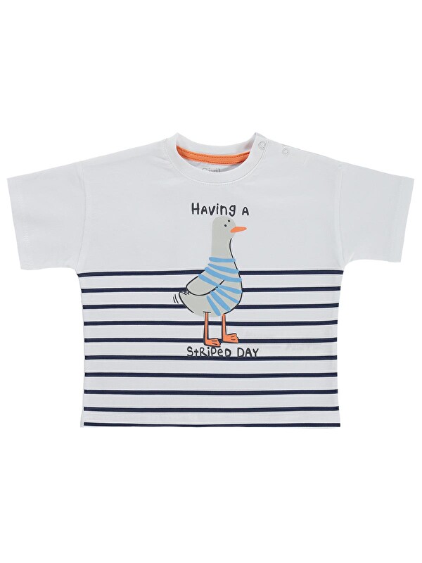 Civil Baby Martı Baskılı 3-12 Ay Tişört - Beyaz