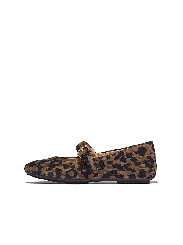 Fitflop Kadın Babet E3L-D20 DELICATO LEOPARD SUEDE Chocolate Mix