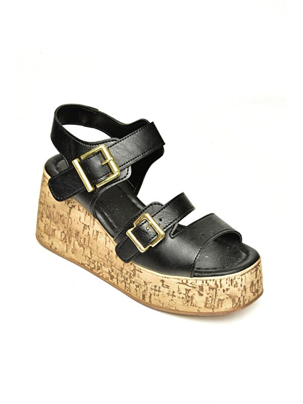 U9967520 Siyah Kadın Dolgu Topuklu Ayakkabı - Görsel 3