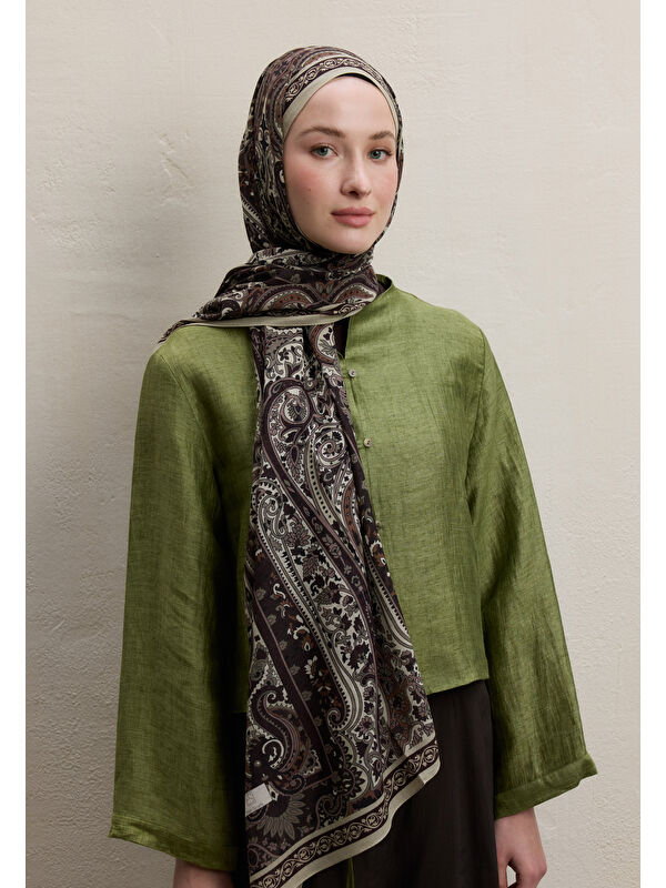 Fresh Scarfs Zaıra Desen Şal Kahve
