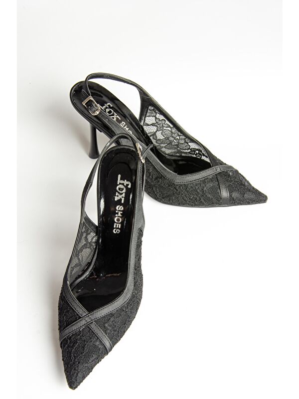 U2462290 Siyah Kadın Topuklu Ayakkabı - Görsel 4