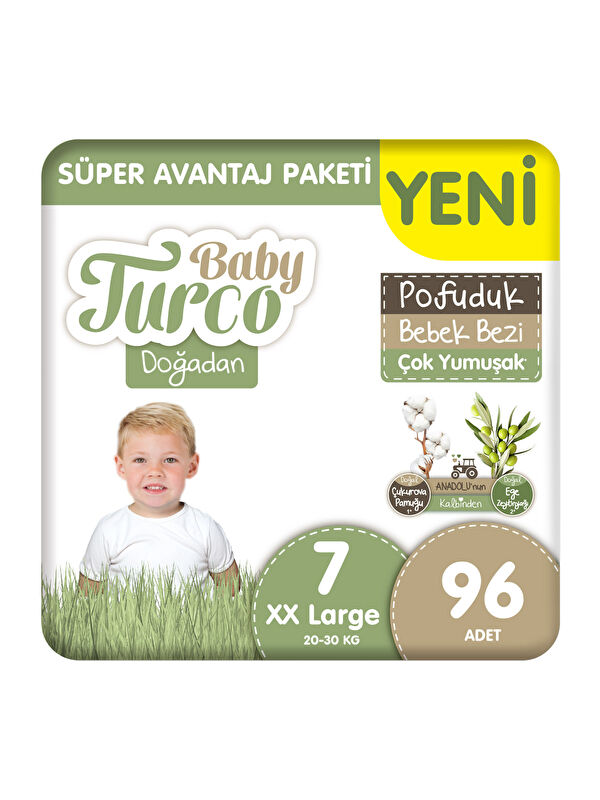 Baby Turco Doğadan Süper Avantaj Paketi Pofuduk Bebek Bezi 7 Numara Xxlarge 96 Adet