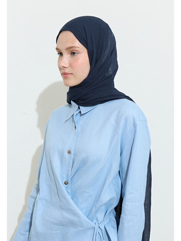 Fresh Scarfs Pamuklu Keten Şal Blue Corn