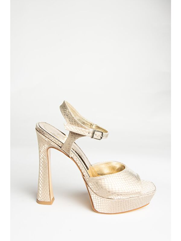 U2460825 Altın Kadın Topuklu Ayakkabı - Görsel 2