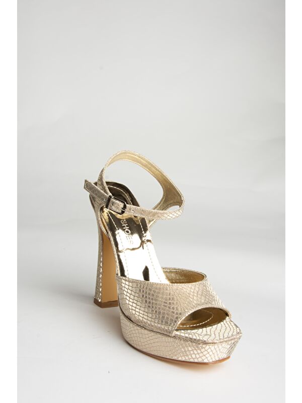 U2460825 Altın Kadın Topuklu Ayakkabı - Görsel 3