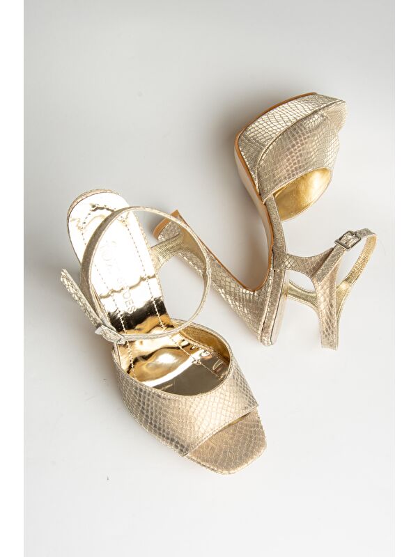 U2460825 Altın Kadın Topuklu Ayakkabı - Görsel 4