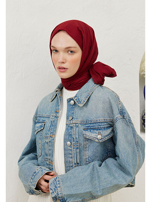 Fresh Scarfs İnce Pamuk Vual Şal Koyu Kırmızı