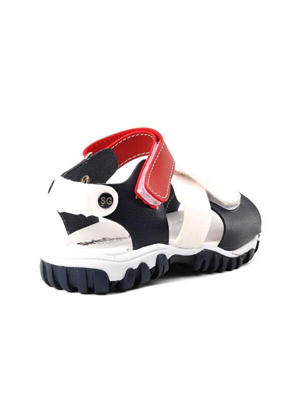 Şr60 Lacivert Beyaz Kırmızı Erkek Çocuk Comfort Sandalet - Görsel 5
