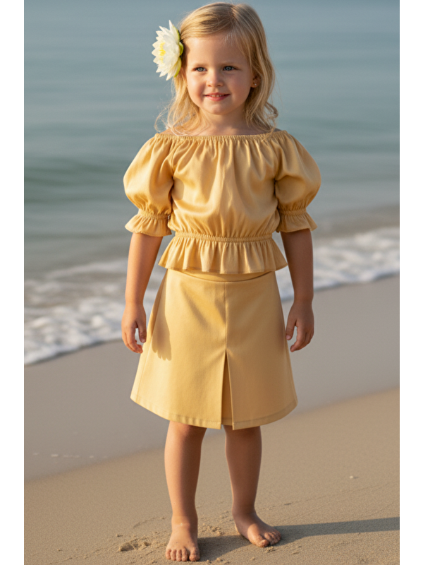 Parla Kids Kız Çocuk Alina Gold Madonna Etek Bluz Alt Üst Takım