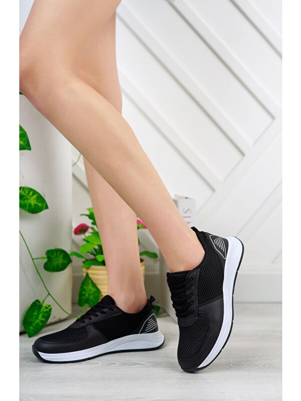 Pasyone Siyah Kadın Fileli Sneaker Günlük Ayakkabı