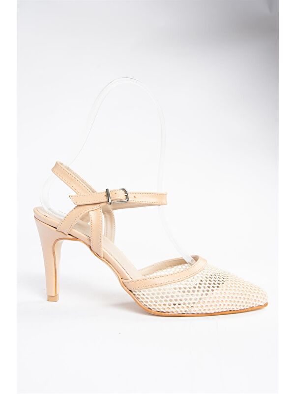 P372441315 Ten Kumaş Detaylı Topuklu Kadın Ayakkabı - Görsel 6