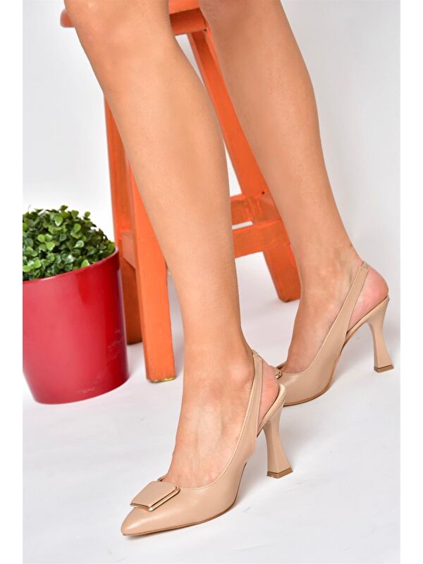 P250148209 Ten Tokalı Kalın Topuklu Kadın Ayakkabı - Görsel 3