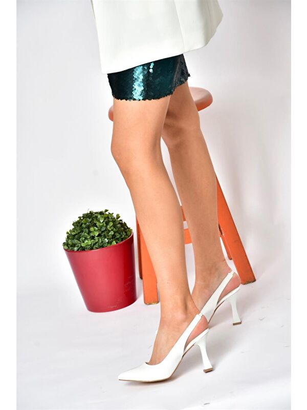 P250149009 Beyaz Kalın Topuklu Kadın Ayakkabı - Görsel 2